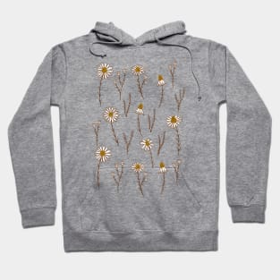 Delicate daisy flowers botanical pattern in mustard yellow Hoodie